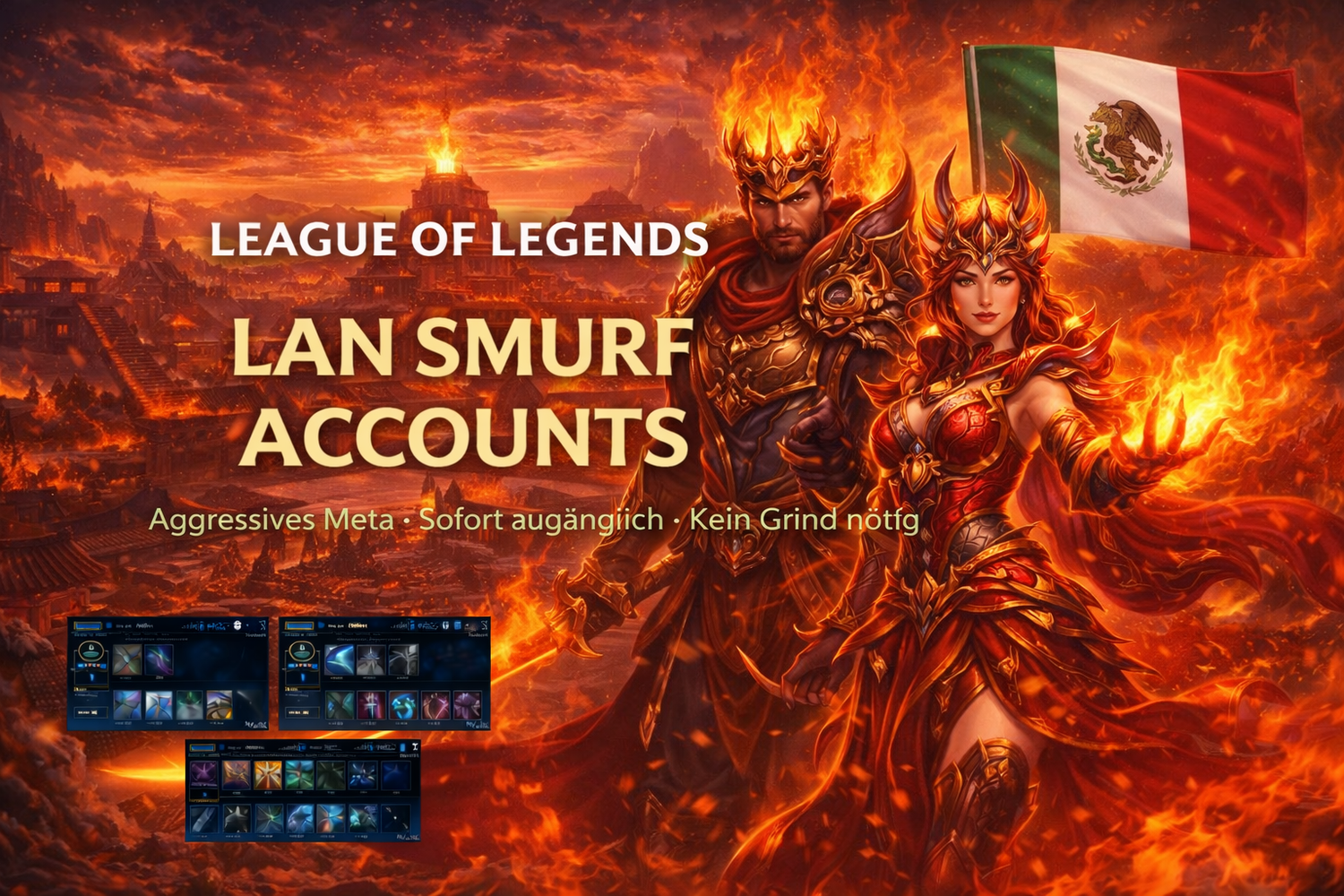 Smurf Accounts für League of Legends auf LAN. Sofortiger Zugriff, NFA Konten.