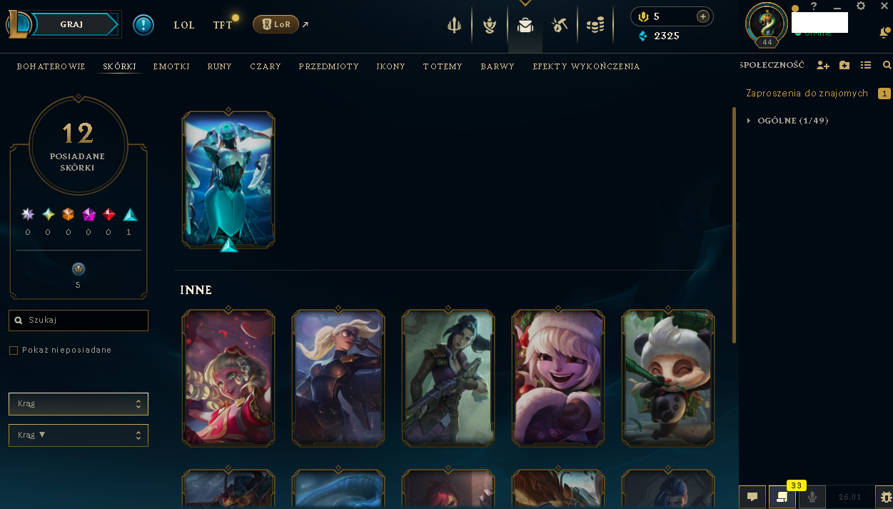 EUNE – 44 LEVEL - 12 SKIN | UNRANKED | Program Lissandra | Arcane Enforcer Caitlyn | NFA