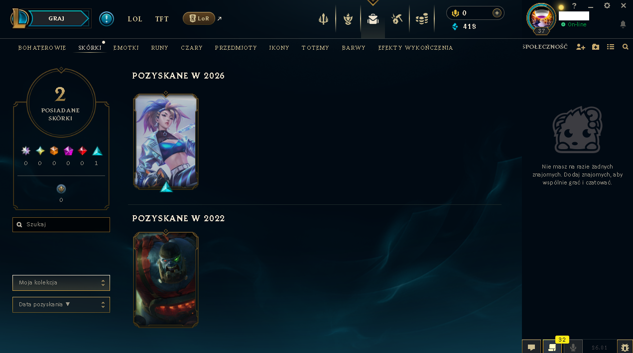 EUW – 37 LEVEL - 2 SKIN | UNRANKED | Akali K/DA | NFA