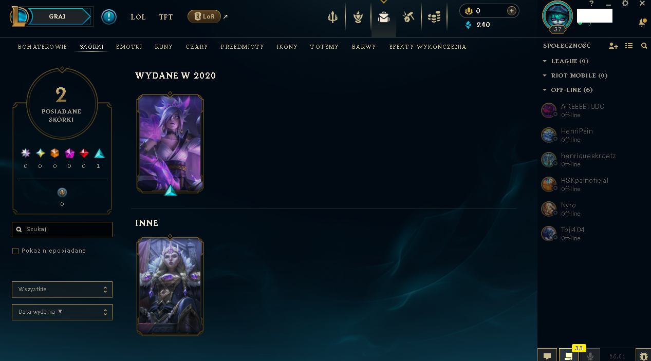 BR  – 37 LEVEL - 2 SKIN | UNRANKED | Spirit Blossom Riven | Victorious Sejuani | NFA