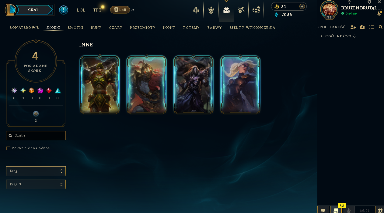 EUW – 31 LEVEL - 4 SKINS | UNRANKED | Pentakill Karthus | Jaximus | NFA